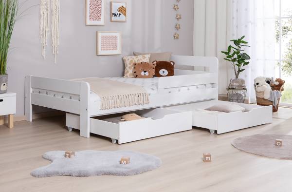 Houten bed Bennet met lade wit grenenhout - 120 x 200 cm - zonder lattenbodem & matras