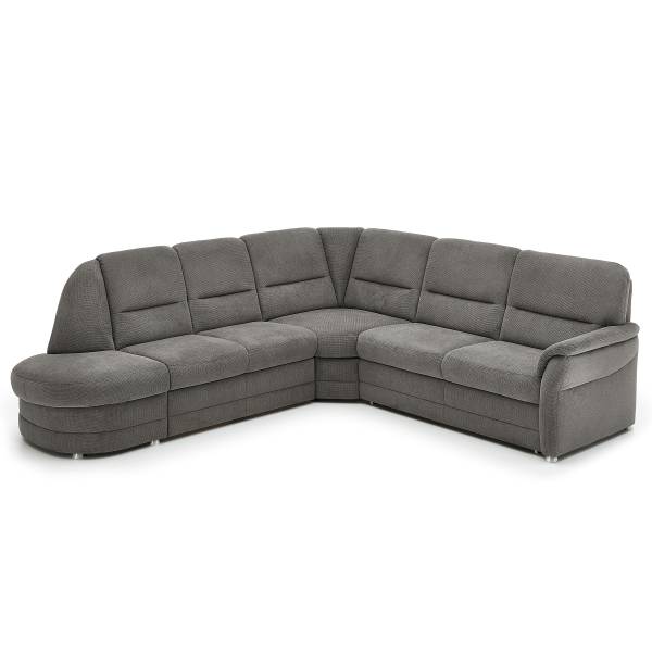 Canapé d’angle avec méridienne Wailima Tissu Porcia: Gris - Accoudoir monté à droite (vu de face) - Sans fonction couchage