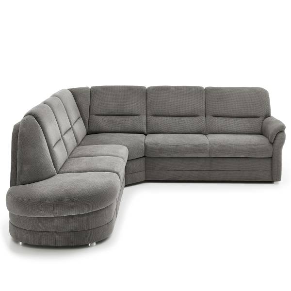 Canapé d’angle avec méridienne Wailima Tissu Porcia: Gris - Accoudoir monté à droite (vu de face) - Sans fonction couchage