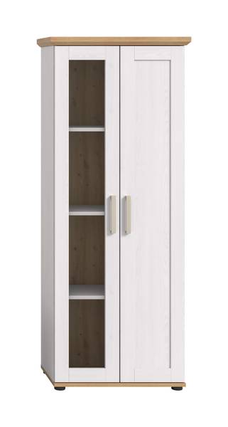 Vitrinenschrank Damflos Pinie Weiß Dekor / Eiche Artisan Dekor