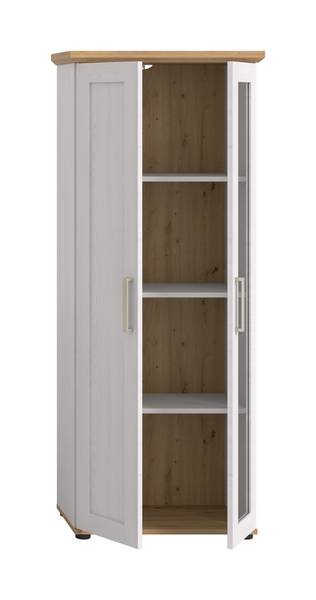 Vitrinenschrank Damflos Pinie Weiß Dekor / Eiche Artisan Dekor
