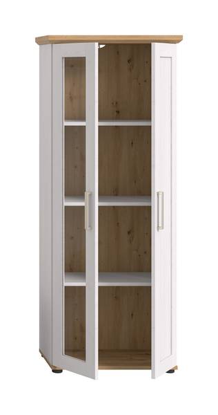 Vitrinenschrank Damflos Pinie Weiß Dekor / Eiche Artisan Dekor