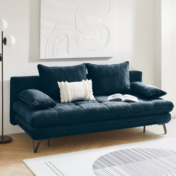 Divano letto Lonca Ciniglia Aponi: blu scuro