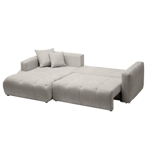 Ecksofa GARMA mit Schlaffunktion Chenille Relana: Hellgrau - Longchair davorstehend links