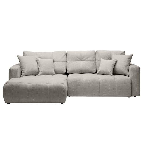 Ecksofa GARMA mit Schlaffunktion Chenille Relana: Hellgrau - Longchair davorstehend links