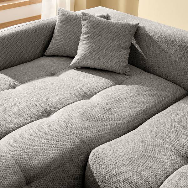 Ecksofa GARMA mit Schlaffunktion Chenille Relana: Hellgrau - Longchair davorstehend links