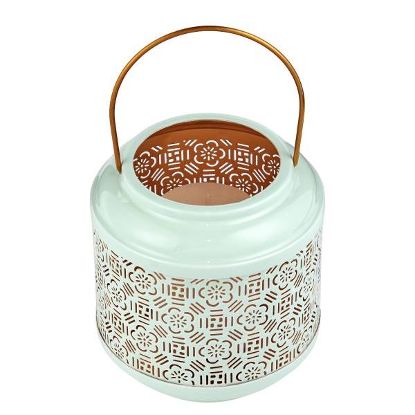 Laterne WABI SABI Blumen Fer - Menthe