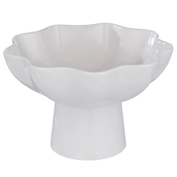 Coupe décorative LOUISE avec pied Faïence - Crème