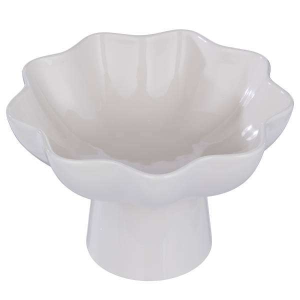 Coupe décorative LOUISE avec pied Faïence - Crème