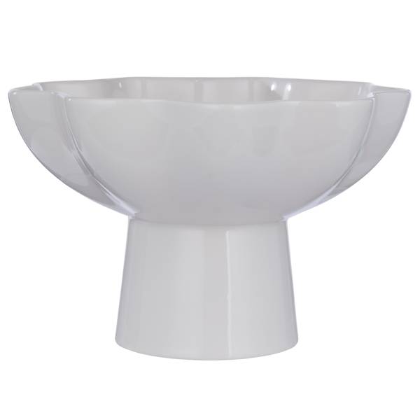 Coupe décorative LOUISE avec pied Faïence - Crème