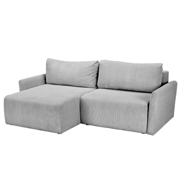 Ecksofa Tilita mit Schlaffunktion Cordstoff Poppy: Hellgrau