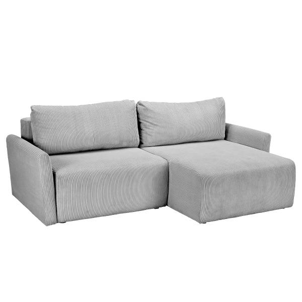 Ecksofa Tilita mit Schlaffunktion Cordstoff Poppy: Hellgrau