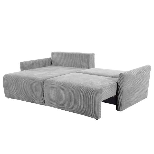 Ecksofa Tilita mit Schlaffunktion Cordstoff Poppy: Hellgrau