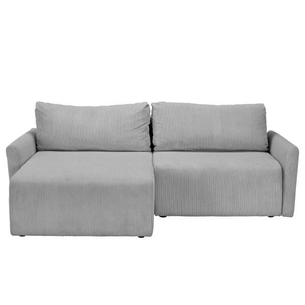 Ecksofa Tilita mit Schlaffunktion Cordstoff Poppy: Hellgrau
