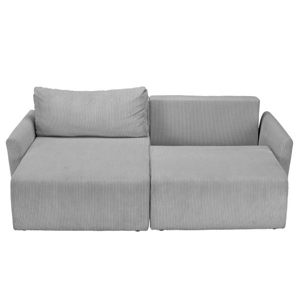 Ecksofa Tilita mit Schlaffunktion Cordstoff Poppy: Hellgrau