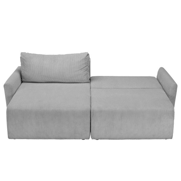 Ecksofa Tilita mit Schlaffunktion Cordstoff Poppy: Hellgrau