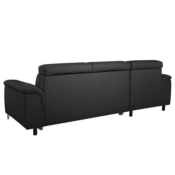 Divano letto angolare Poleos Tessuto Opala: antracite - Funzione letto preimpostata a destra