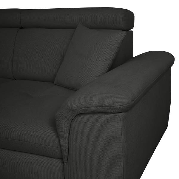 Divano letto angolare Poleos Tessuto Opala: antracite - Funzione letto preimpostata a destra