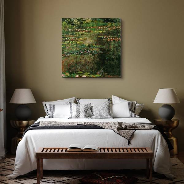 Leinwandbild Pond with Water Lilies 80 x 80 cm