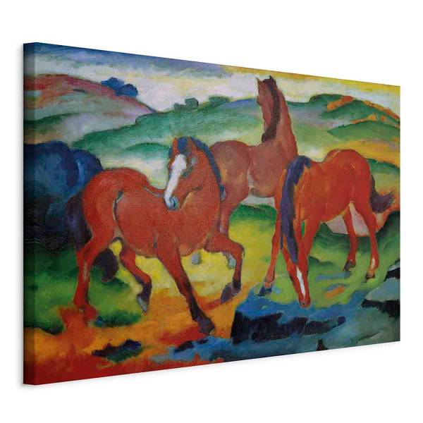 Leinwandbild the red Horses Franz Marc - 90 x 60 cm