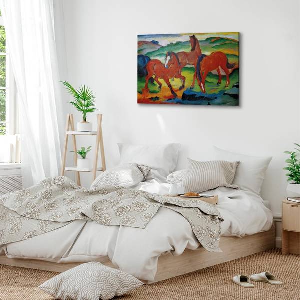 Leinwandbild the red Horses Franz Marc - 90 x 60 cm