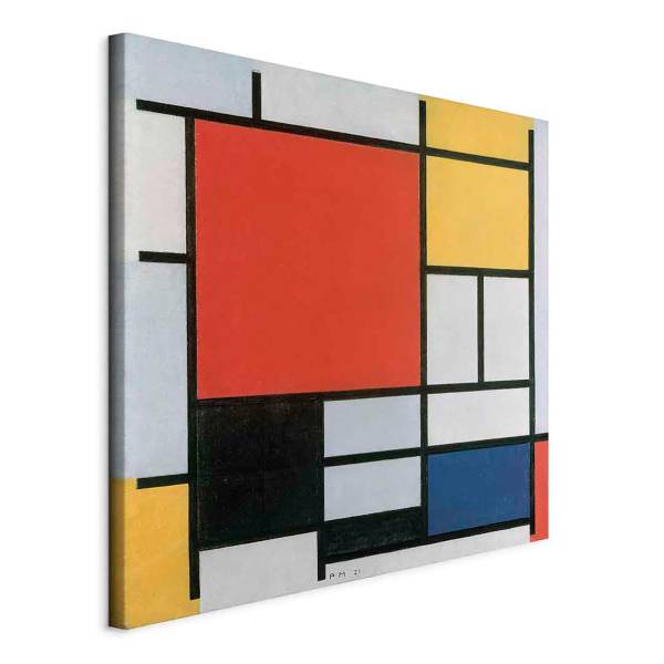 Leinwandbild Composition of colours Piet Mondrian - 80 x 80 cm