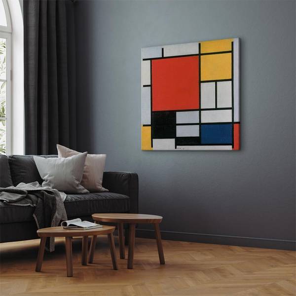 Leinwandbild Composition of colours Piet Mondrian - 80 x 80 cm