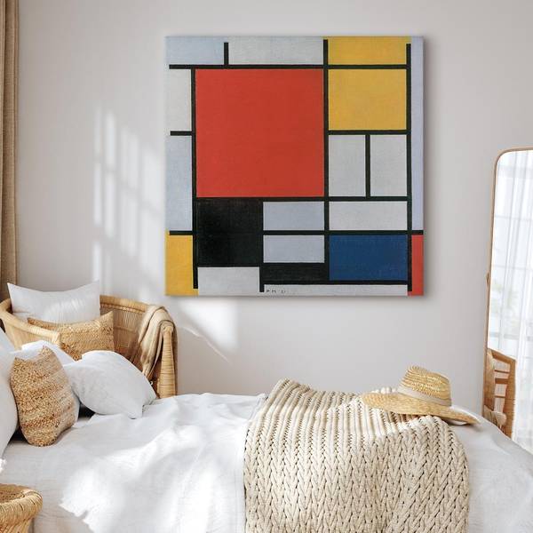 Leinwandbild Composition of colours Piet Mondrian - 80 x 80 cm