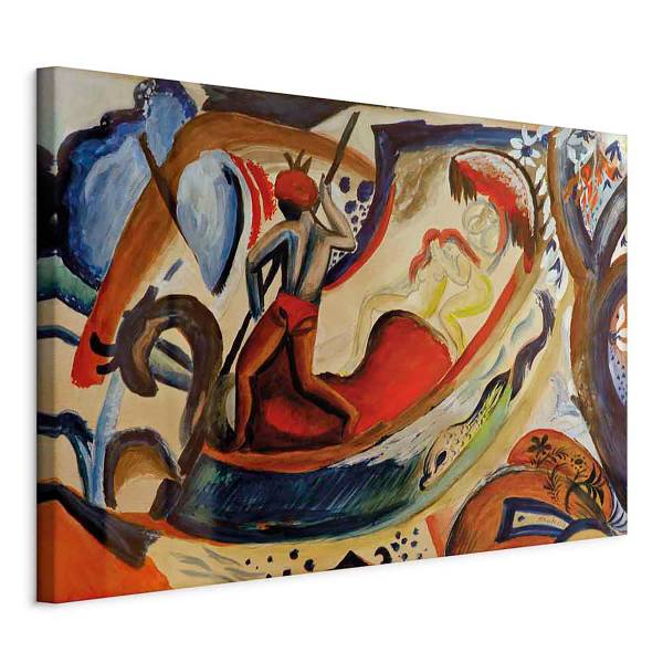 Leinwandbild Mädchen in der Barke August Macke - 90 x 60 cm