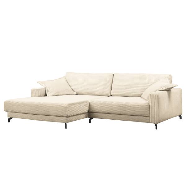 Divano con chaise longue JYLLAN Velluto a coste Poppy: beige