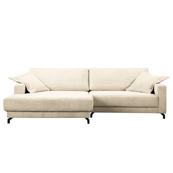 Divano con chaise longue JYLLAN Velluto a coste Poppy: beige