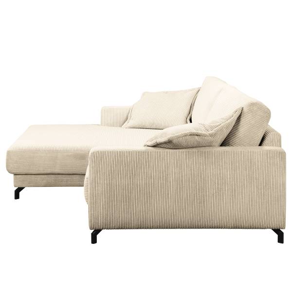Divano con chaise longue JYLLAN Velluto a coste Poppy: beige