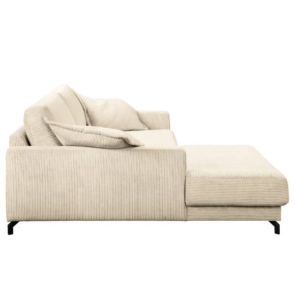 Divano con chaise longue JYLLAN Velluto a coste Poppy: beige