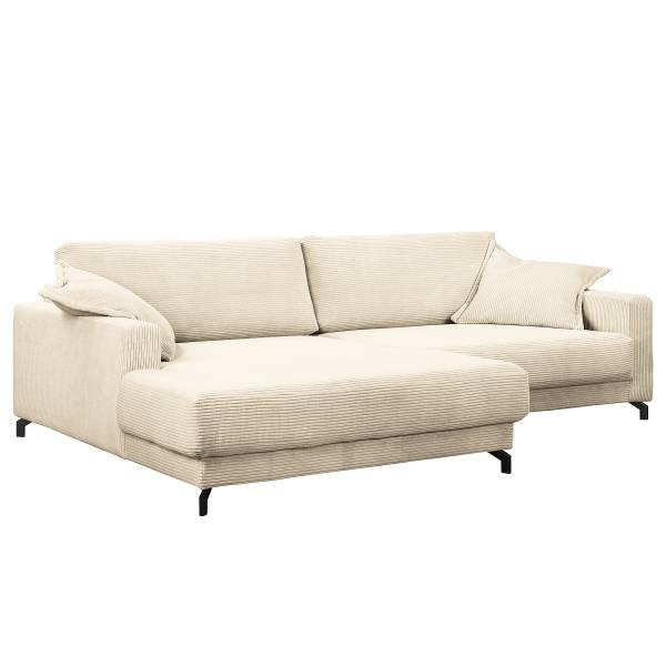 Divano con chaise longue JYLLAN Velluto a coste Poppy: beige