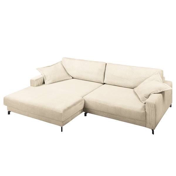 Divano con chaise longue JYLLAN Velluto a coste Poppy: beige