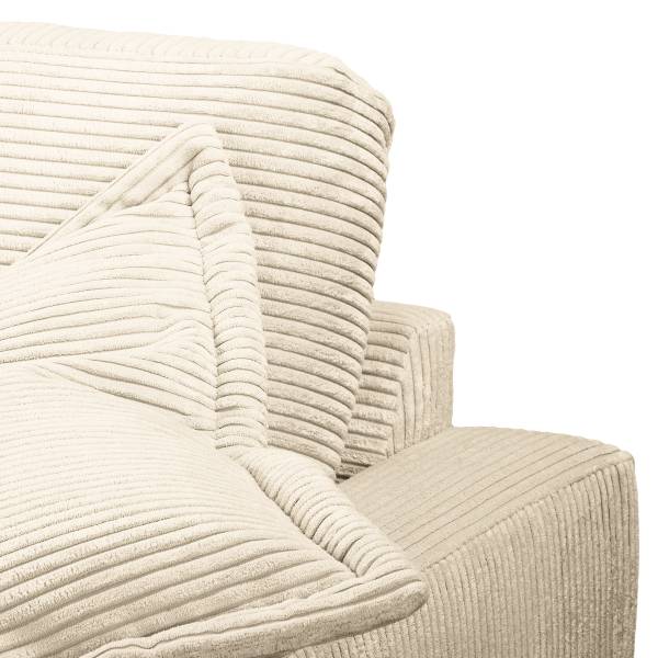 Divano con chaise longue JYLLAN Velluto a coste Poppy: beige