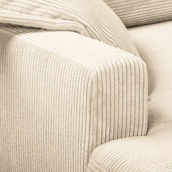 Divano con chaise longue JYLLAN Velluto a coste Poppy: beige