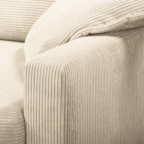 Divano con chaise longue JYLLAN Velluto a coste Poppy: beige