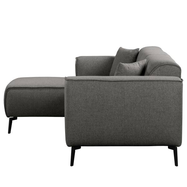 Hoekbank SKELBA met chaise longue platweefsel Nea: antracietkleurig - chaise longue vooraanzicht links