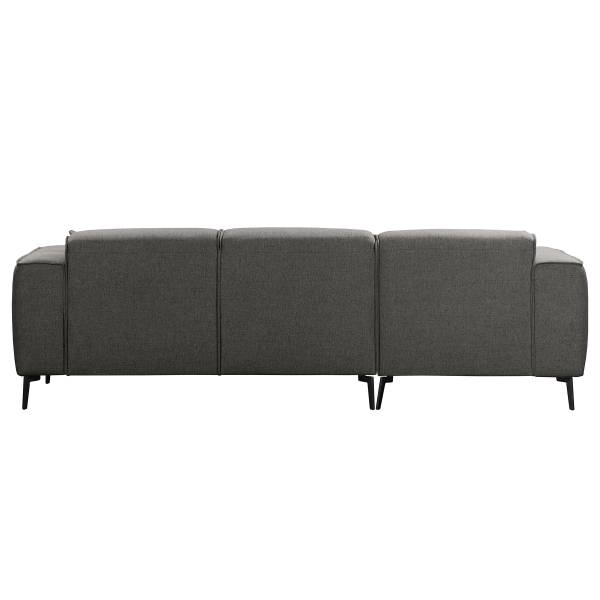 Hoekbank SKELBA met chaise longue platweefsel Nea: antracietkleurig - chaise longue vooraanzicht links