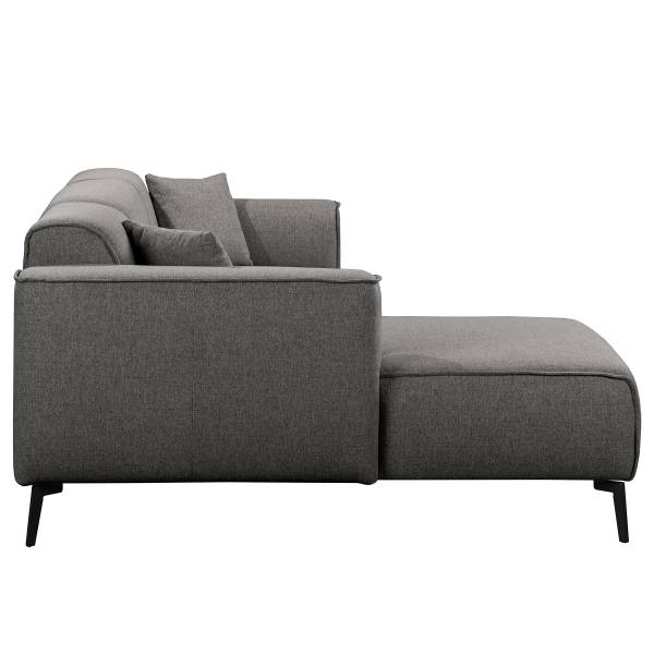 Hoekbank SKELBA met chaise longue platweefsel Nea: antracietkleurig - chaise longue vooraanzicht links