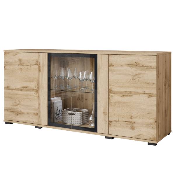 Enfilade avec 1 porte en verre Coverly Imitation chêne wotan