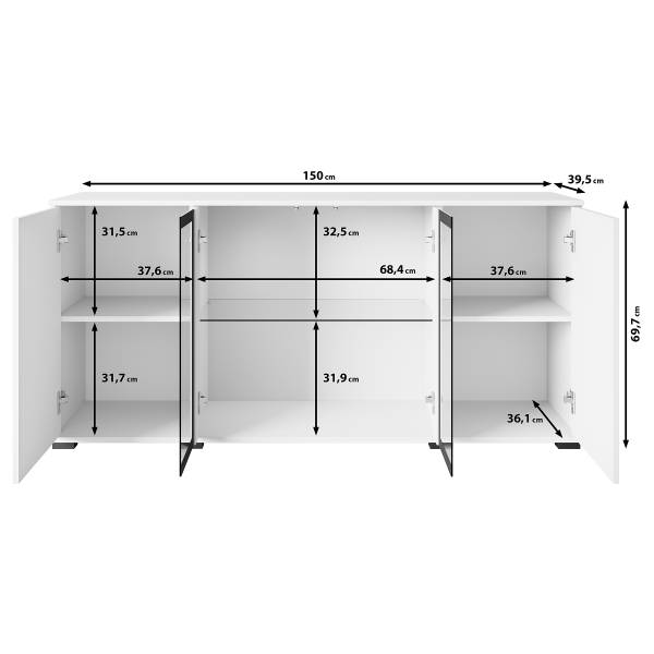 Enfilade avec 1 porte en verre Coverly Imitation chêne wotan