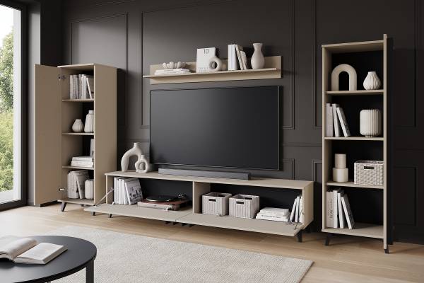Wohnwand Gordez 4-teilig mit 2 Schränken Kaschmir