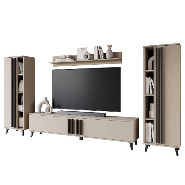 Wohnwand Gordez 4-teilig mit 2 Schränken Kaschmir