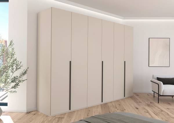 Drehtürenschrank Montclar - Griff Grau Kaschmir - Breite: 301 cm - Premium