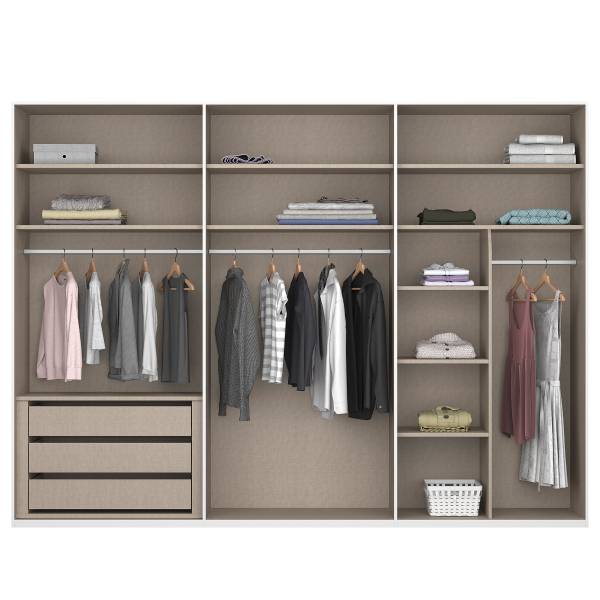 Drehtürenschrank Montclar - Griff Grau Kaschmir - Breite: 301 cm - Premium