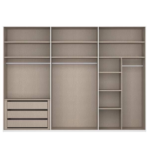 Drehtürenschrank Montclar - Griff Grau Kaschmir - Breite: 301 cm - Premium