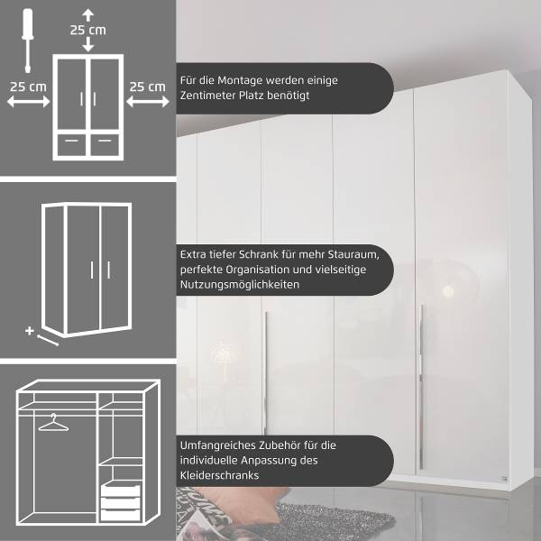 Drehtürenschrank Montclar - Griff Grau Kaschmir - Breite: 301 cm - Premium
