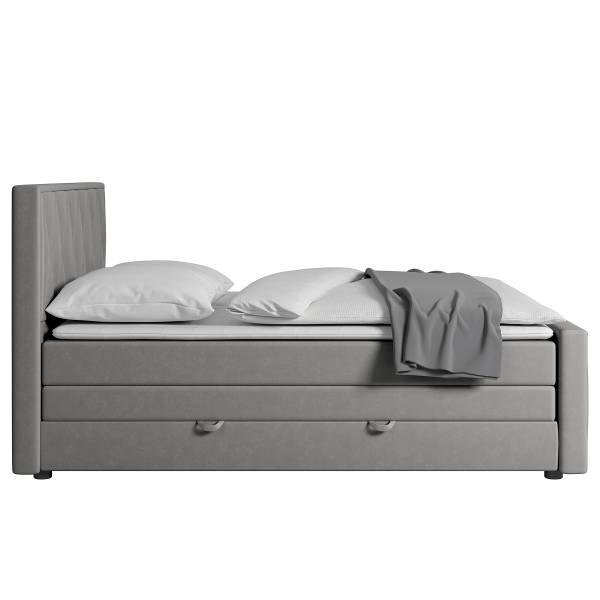Letto boxspring Sasien Velluto Krysia: grigio chiaro - 140 x 200cm - H2